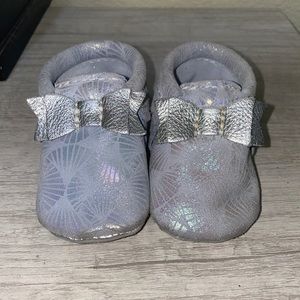Holographic silver flower Freshly Picked Mocs
